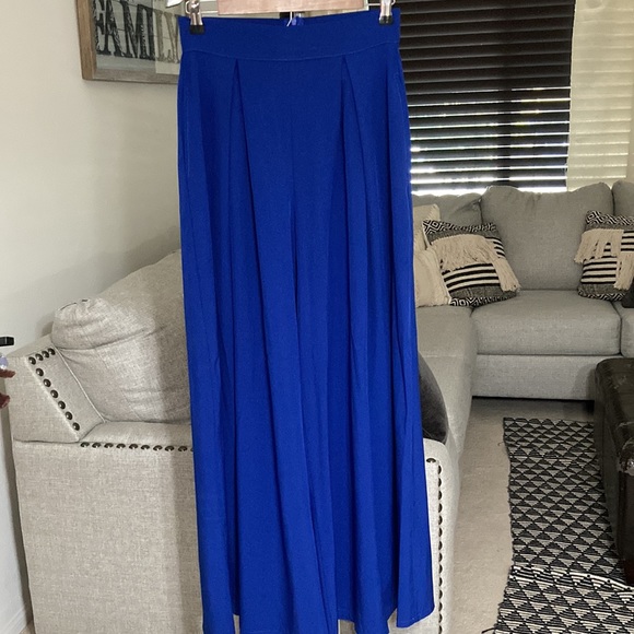 Blue Wide Leg Trousers - Picture 2 of 8